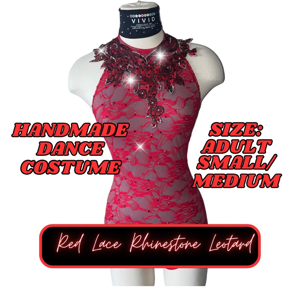 Red lace dance leotard